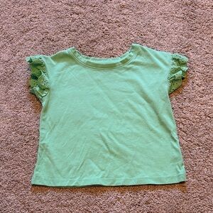 Cat & Jack Mint Green Eyelet Ruffle Sleeve Tee